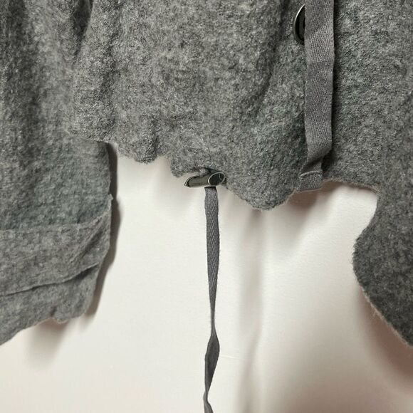 Free People Cinch Front Draped Hoodie Jacket Wool Grey Sweater Jacket Sz S - Picture 6 of 8